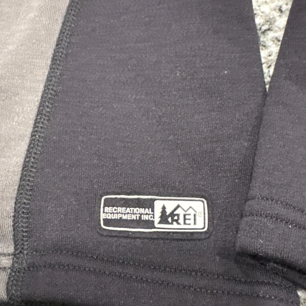 REI Fleece‎ Sweatshirt Polartec Activewear Half Zip Men's Medium Black Gray #12